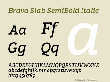 Brava Slab SemiBold Italic Version 1.000;PS 001.000;hotconv 1.0.88;makeotf.lib2.5.64775;YWFTv17图片样张
