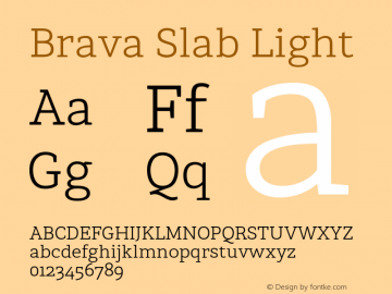 BravaSlab-Light Version 1.000;PS 001.000;hotconv 1.0.88;makeotf.lib2.5.64775;YWFTv17图片样张