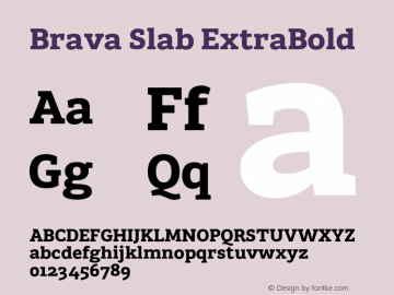 BravaSlab-ExtraBold Version 1.000;PS 001.000;hotconv 1.0.88;makeotf.lib2.5.64775;YWFTv17 Font Sample