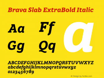BravaSlab-ExtraBoldItalic Version 1.000;PS 001.000;hotconv 1.0.88;makeotf.lib2.5.64775;YWFTv17 Font Sample