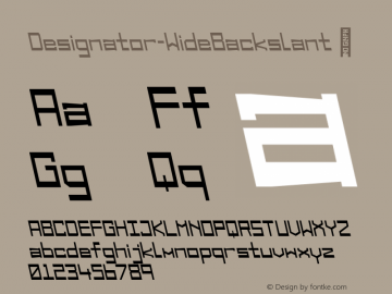 ☞Designator Wide Backslant Version 1.000;com.myfonts.easy.teknike.designator.wide-backslant.wfkit2.version.5af1 Font Sample