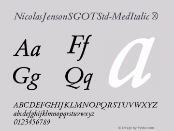 ☞NicolasJensonSGOTStd-MedItalic 2.620;com.myfonts.easy.spiecegraphics.nicolas-jenson-sg.medium-tt-italic.wfkit2.version.3uVt Font Sample