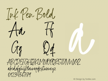 InkPen-Bold Version 1.000;PS 001.000;hotconv 1.0.88;makeotf.lib2.5.64775 Font Sample