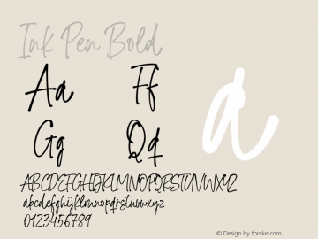 InkPen-Bold Version 1.000 Font Sample