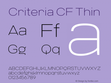 Criteria CF Thin Version 1.000;PS 001.000;hotconv 1.0.88;makeotf.lib2.5.64775;YWFTv17图片样张