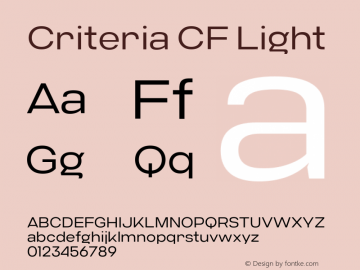 Criteria CF Light Version 1.000;PS 001.000;hotconv 1.0.88;makeotf.lib2.5.64775;YWFTv17图片样张