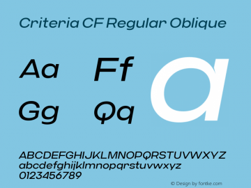 Criteria CF Regular Oblique Version 1.000;PS 001.000;hotconv 1.0.88;makeotf.lib2.5.64775;YWFTv17图片样张
