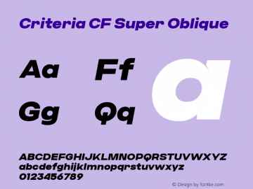 Criteria CF Super Oblique Version 1.000;PS 001.000;hotconv 1.0.88;makeotf.lib2.5.64775;YWFTv17图片样张