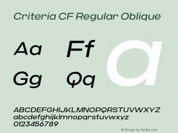 CriteriaCF-RegularOblique Version 1.000;PS 001.000;hotconv 1.0.88;makeotf.lib2.5.64775;YWFTv17图片样张