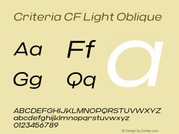 CriteriaCF-LightOblique Version 1.000;PS 001.000;hotconv 1.0.88;makeotf.lib2.5.64775;YWFTv17图片样张