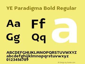 YEParadigmaBold Version 1.000;PS 001.000;hotconv 1.0.88;makeotf.lib2.5.64775;YWFTv17 Font Sample