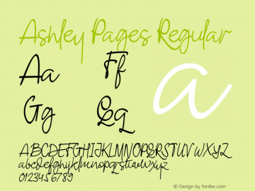 Ashley Pages Version 1.00;September 18, 2018;FontCreator 11.0.0.2408 32-bit图片样张