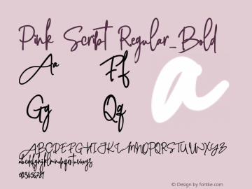Pink Script Regular_Bold Version 1.00;September 20, 2018;FontCreator 11.0.0.2365 64-bit图片样张
