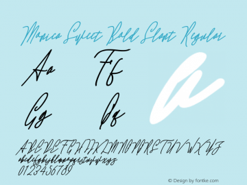 MonicaSweetBoldSlant Version 1.000 Font Sample