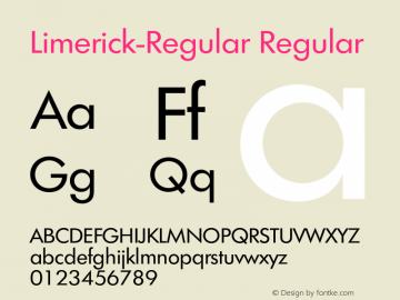 Limerick-Regular Regular 001.001 Font Sample