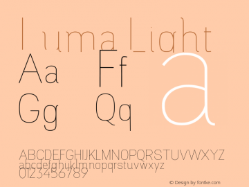 Luma Light Version 1.000;PS 001.000;hotconv 1.0.88;makeotf.lib2.5.64775 Font Sample