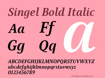 Singel-BoldItalic Version 1.000;PS 001.000;hotconv 1.0.88;makeotf.lib2.5.64775图片样张