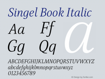 Singel-BookItalic Version 1.000;PS 001.000;hotconv 1.0.88;makeotf.lib2.5.64775图片样张