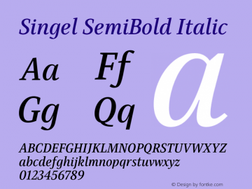 Singel-SemiBoldItalic Version 1.000;PS 001.000;hotconv 1.0.88;makeotf.lib2.5.64775图片样张