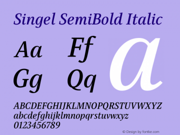 Singel-SemiBoldItalic Version 1.000;PS 001.000;hotconv 1.0.88;makeotf.lib2.5.64775 Font Sample