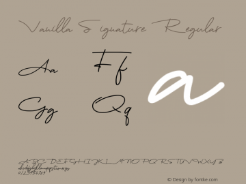 Vanilla Signature Version 1.00;September 29, 2018;FontCreator 11.5.0.2422 64-bit Font Sample
