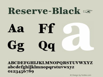 ☞Reserve Black Version 1.000;PS 001.000;hotconv 1.0.88;makeotf.lib2.5.64775;com.myfonts.easy.positype.reserve.black.wfkit2.version.5b7T图片样张