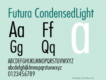 Futura CondensedLight Version 001.000 Font Sample