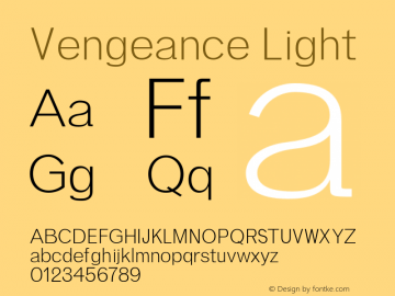 Vengeance-Light Version 1.000 Font Sample