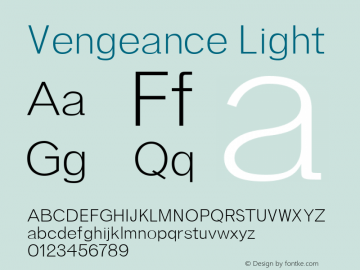 Vengeance Light Version 1.000 Font Sample