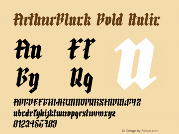 ArthurBlack Bold Italic Version 1.002;Fontself Maker 3.0.1 Font Sample