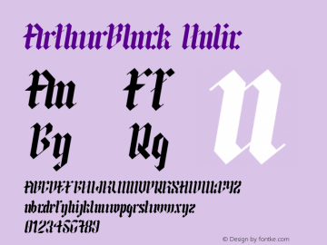 ArthurBlack Italic Version 1.002;Fontself Maker 3.0.1 Font Sample