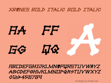 xBONES Bold Italic Version 1.0; 2018 Font Sample