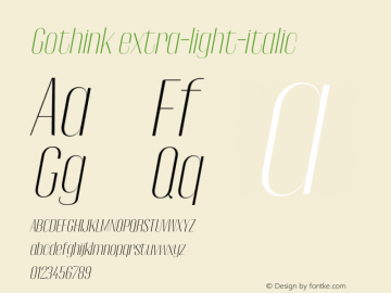 Gothink-extra-light-italic 0.1.0 Font Sample