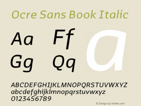 Ocre Sans Book Italic Version 13.000;PS 013.000;hotconv 1.0.88;makeotf.lib2.5.64775 Font Sample