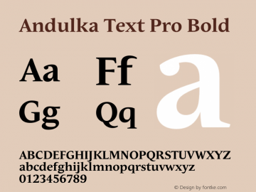 AndulkaTextPro-Bold Version 1.000 2004 initial release图片样张