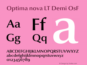 Optima nova LT Demi Old Style Figures Version 1.21 Font Sample
