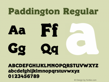 Paddington Version 1.00 Font Sample