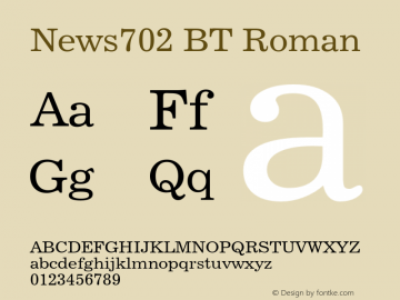 News702BT-Roman Version 2.000 Font Sample