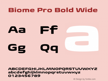 BiomePro-BoldWide Version 1.000 Font Sample