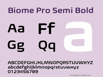 BiomePro-SemiBold Version 1.000 Font Sample
