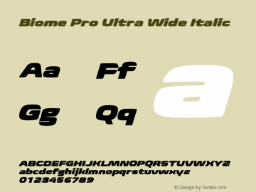 BiomePro-UltraWideIt Version 1.000 Font Sample