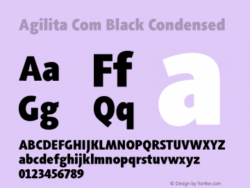 Agilita Com Black Condensed Version 1.02 Font Sample