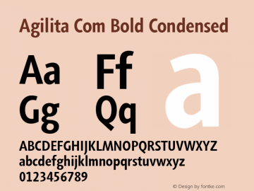 Agilita Com Bold Condensed Version 1.02 Font Sample