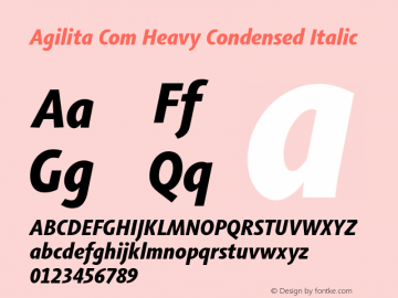 Agilita Com Heavy Condensed Italic Version 1.02 Font Sample