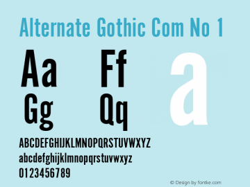 Alternate Gothic Com No 1 Version 1.01 Font Sample