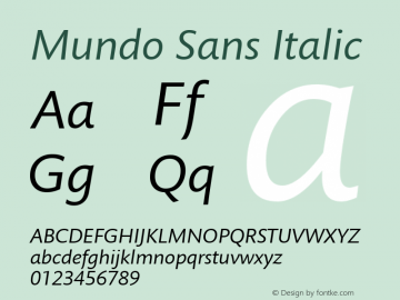Mundo Sans Italic Version 1.00 Font Sample