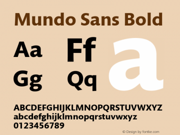 Mundo Sans Bold Version 1.00 Font Sample