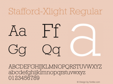 Stafford-Xlight Regular 001.001 Font Sample