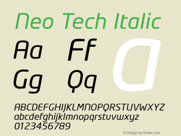 Neo Tech Italic Version 1.00图片样张