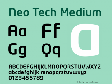 Neo Tech Medium Version 1.00 Font Sample